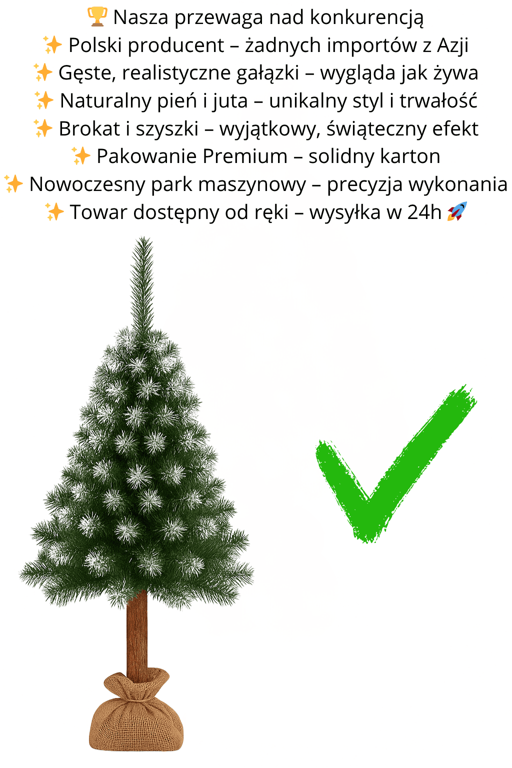 120cm - CHOINKA NA PNIU SOSNA DIAMENTOWA "Snow Pearl"